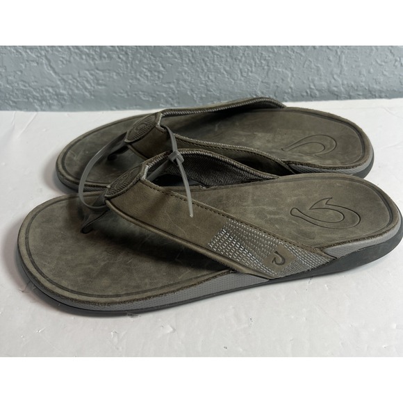 OLUKAI Tuahine Men's 10465-4Q4Q Stone Size 8 FLIP FLOPS-New - Picture 3 of 6